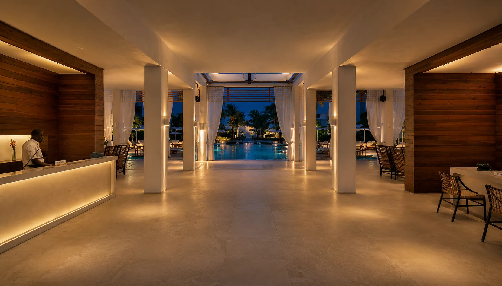 Hospitality pool and skyline lighting